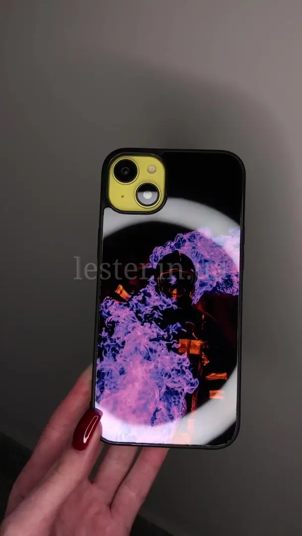 Відео чохла для iPhone, Samsung, Xiaomi, Huawei, Oppo, Realme Пожежник Синє Полумя