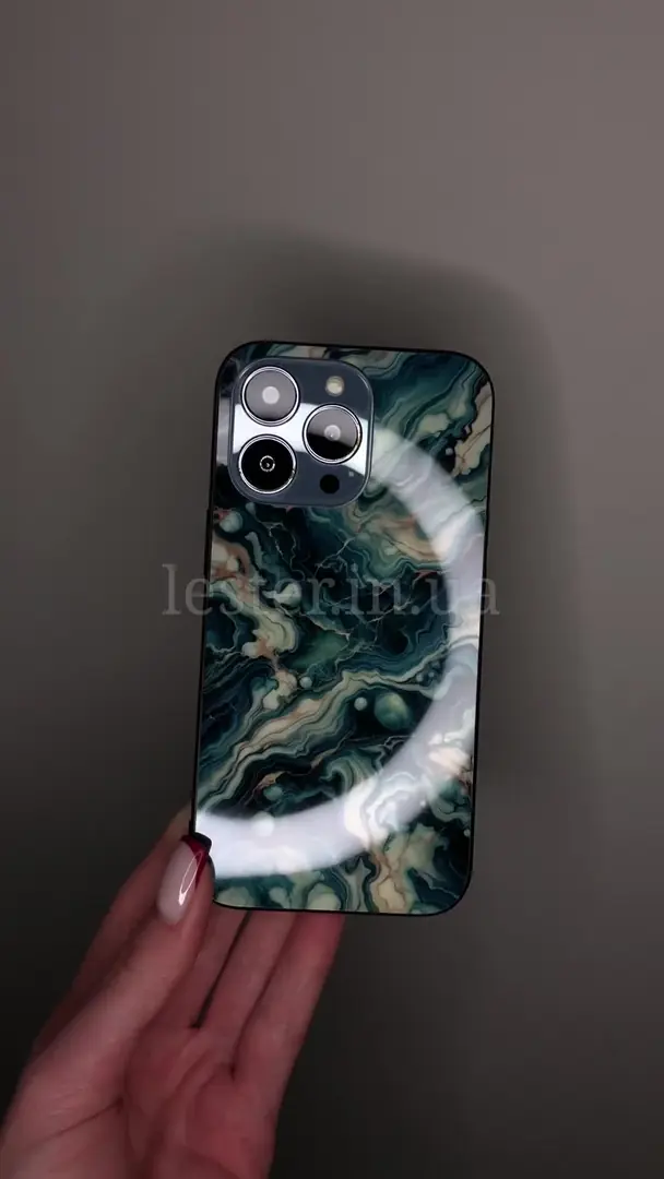 Відео чохла для iPhone, Samsung, Xiaomi, Huawei, Oppo, Realme мармур Смарагд